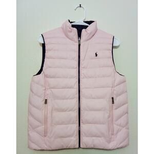 Polo Ralph Lauren Reversible Quilted Vest Pink Blue Youth L Womens S SZ L 14-16